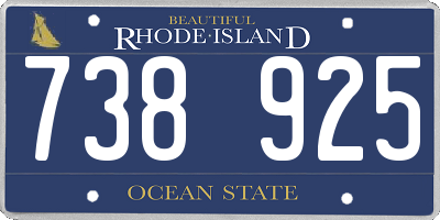 RI license plate 738925