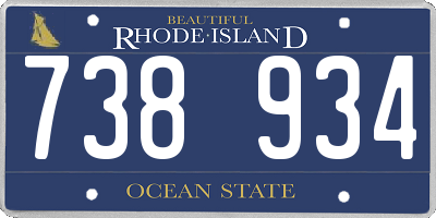 RI license plate 738934