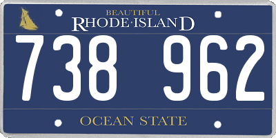 RI license plate 738962