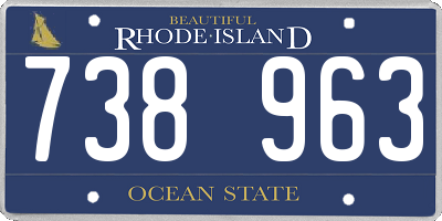 RI license plate 738963