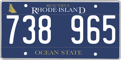 RI license plate 738965