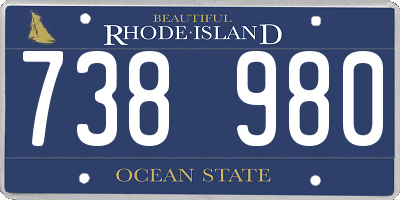 RI license plate 738980