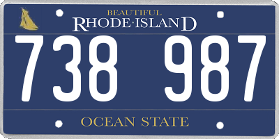 RI license plate 738987