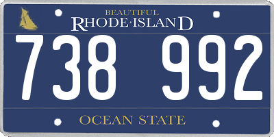 RI license plate 738992