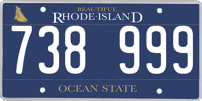 RI license plate 738999