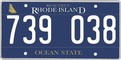 RI license plate 739038