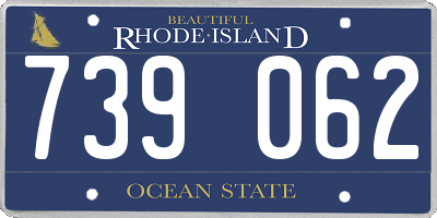 RI license plate 739062