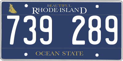RI license plate 739289