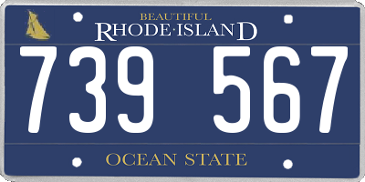 RI license plate 739567