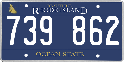 RI license plate 739862