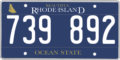 RI license plate 739892