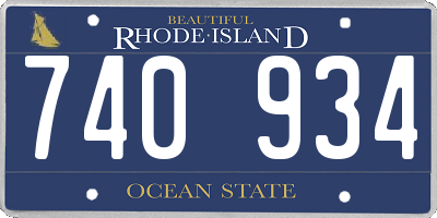 RI license plate 740934