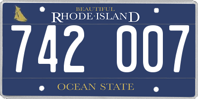 RI license plate 742007
