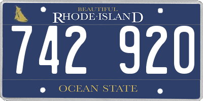 RI license plate 742920