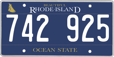 RI license plate 742925