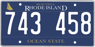 RI license plate 743458
