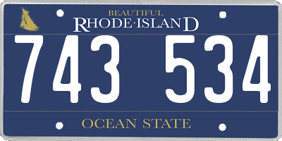 RI license plate 743534