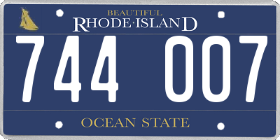 RI license plate 744007
