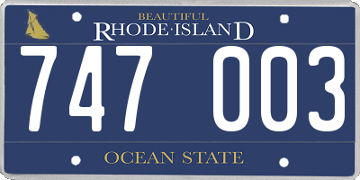 RI license plate 747003