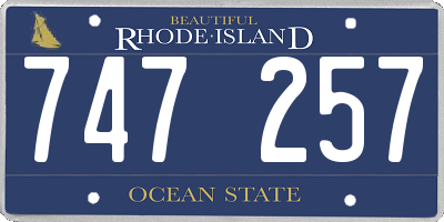 RI license plate 747257