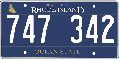 RI license plate 747342
