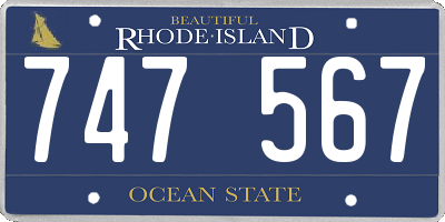 RI license plate 747567
