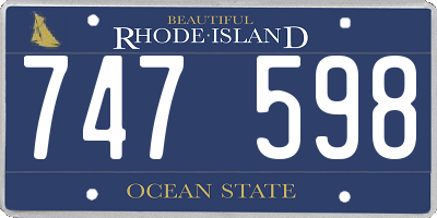 RI license plate 747598