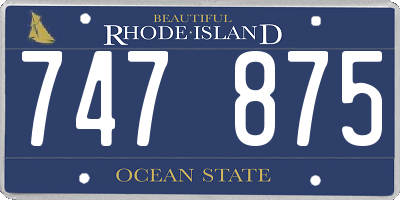 RI license plate 747875