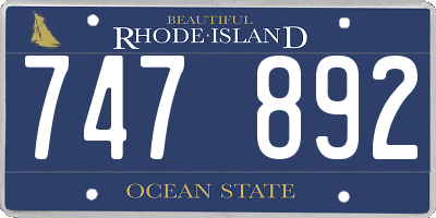 RI license plate 747892