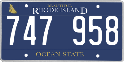 RI license plate 747958