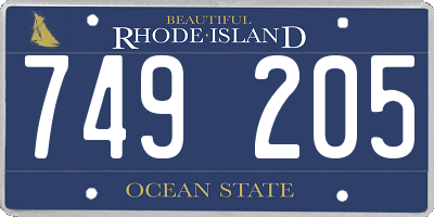 RI license plate 749205