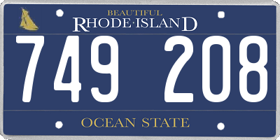 RI license plate 749208