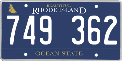 RI license plate 749362