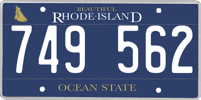 RI license plate 749562