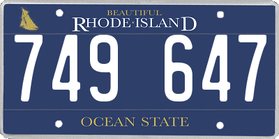 RI license plate 749647