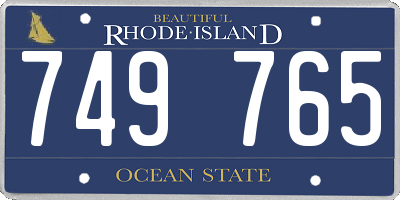 RI license plate 749765