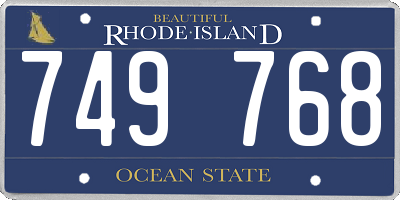 RI license plate 749768