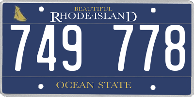 RI license plate 749778
