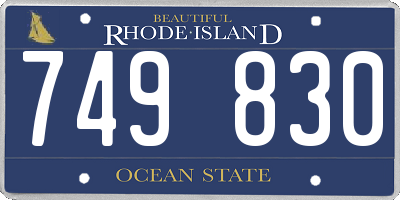 RI license plate 749830