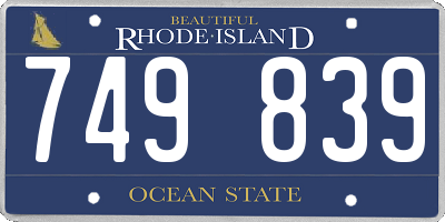 RI license plate 749839