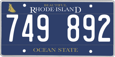 RI license plate 749892