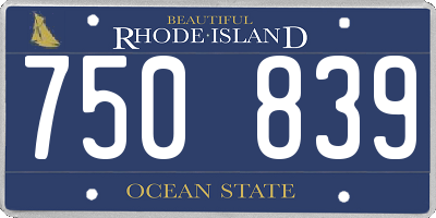 RI license plate 750839