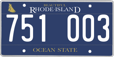 RI license plate 751003