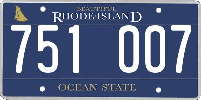RI license plate 751007