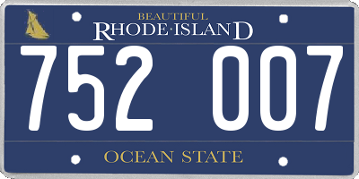 RI license plate 752007