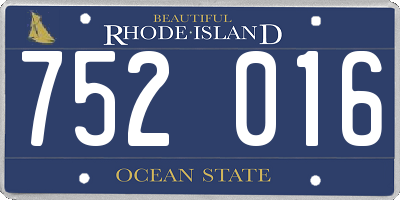 RI license plate 752016