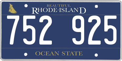 RI license plate 752925