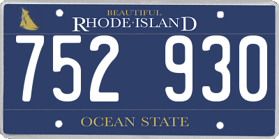 RI license plate 752930