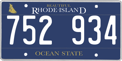 RI license plate 752934
