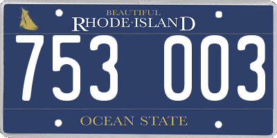RI license plate 753003